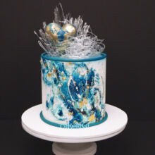 Erin - Blue - Abstract painted design with handmade heart and sugar nest