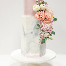 HEATHER - FLOWERS AND MARBLE - Marbled fondant and blush pink wedding cake with handcrafted flowers