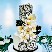 TIONI TRIBAL TATTOO - Handpainted Hawaiian tribal tattoo with handcrafted orchids and greenery